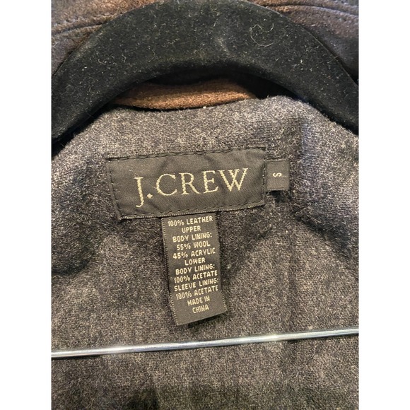 Vintage J.CREW Suede Leather Jacket Mens Small Wool Quilted Lined Overcoat Barn - Picture 5 of 13